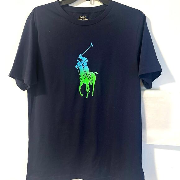 Polo Ralph Lauren Navy blue Ombré Big Pony Cotton Jersey  Youth XL fresh look - Picture 4 of 4